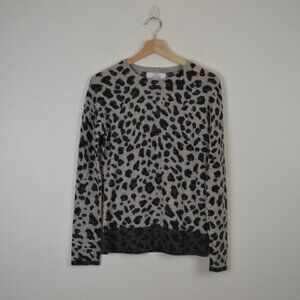Magaschoni Cashmere Womens M Leopard Animal Print Pullover Soft Stretch Sweater